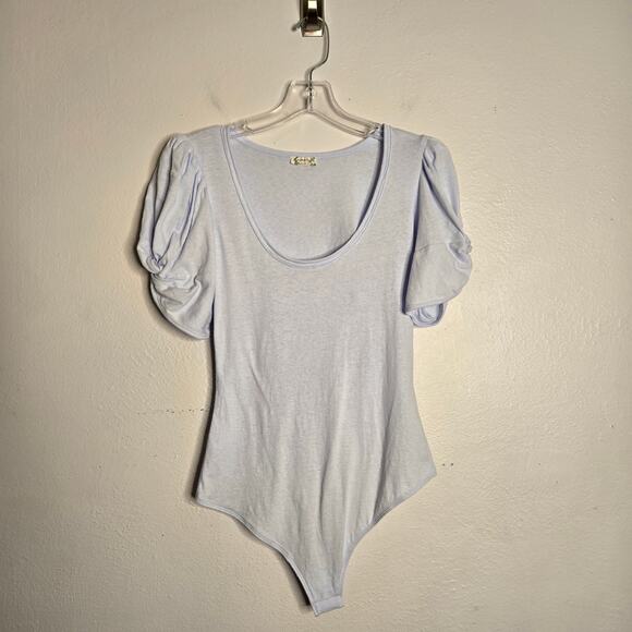 Free People Tops - Romantic Feminine Puff Sleeve Bodysuit Pastel S Pastel Blue Free People Ava
